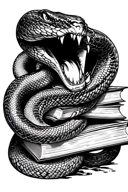 Snake Circling Along Leg With Mouth Open Book