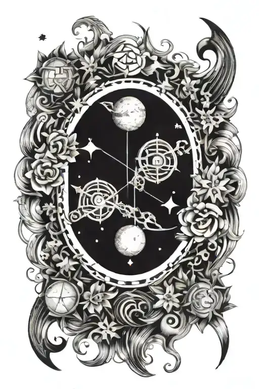 A Unique Design Combining The Gemini And Sagittarius Zodiac Symbols In A Celestial Theme