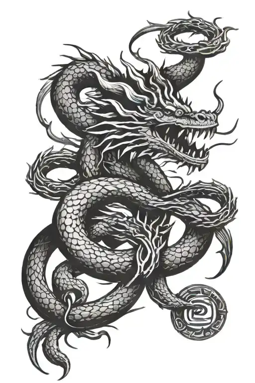 Ouroboros Dragon Breathing Fire Eat You Raw