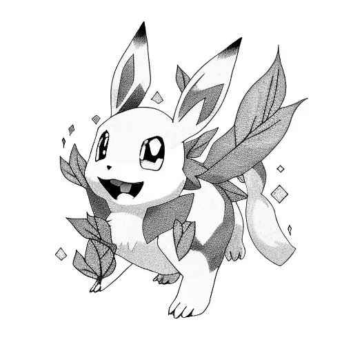 Eevee Pokemon With Leaves