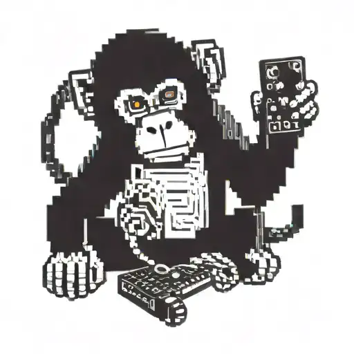 A Pixelated Monkey Holding A Gaming Controller Morphing