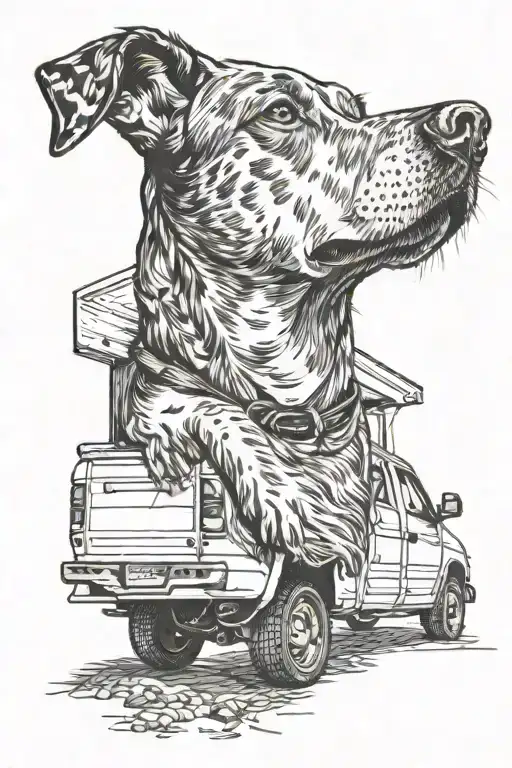 Dog Sniffing A Parked Truck