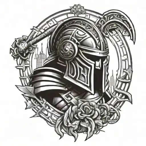 A Tattoo Design Combining Elements Of Ancient Roman Gladiators And Modern It Technology