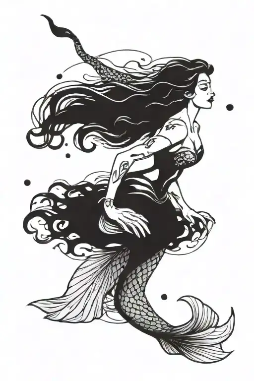 Mermaid Swimming Gracefully Alone