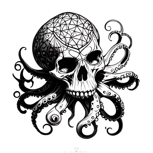 Octopus Skull Sacred Geometry Patterns