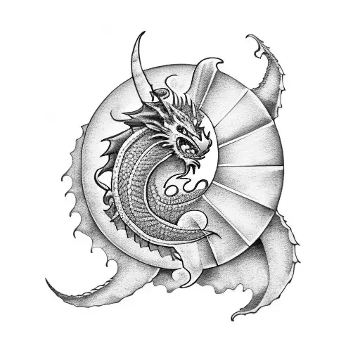 Half Moon With Face And Dragon