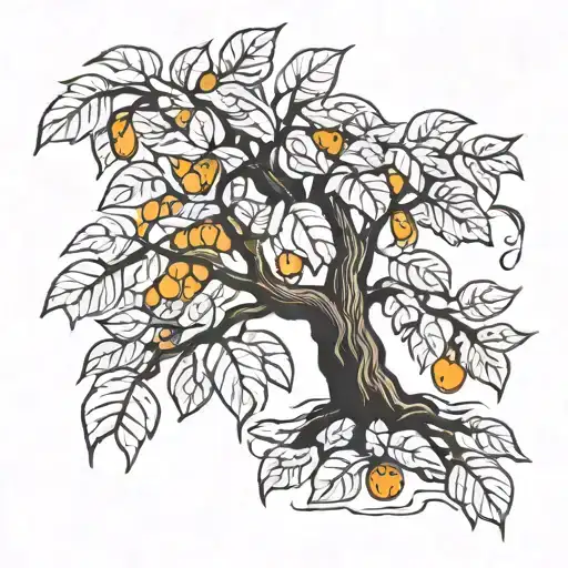 Orange Tree With Falling Leaves