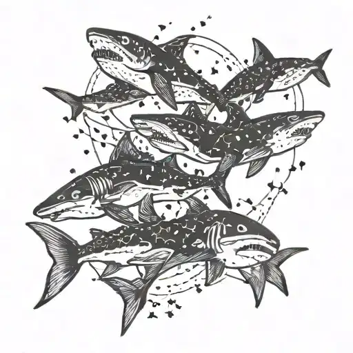 A Pisces Constellation Merging With A School Of Sharks