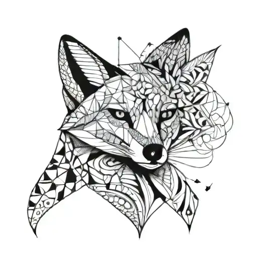 A Mystical Fox Surrounded By Swirling Patterns And Geometric Shapes