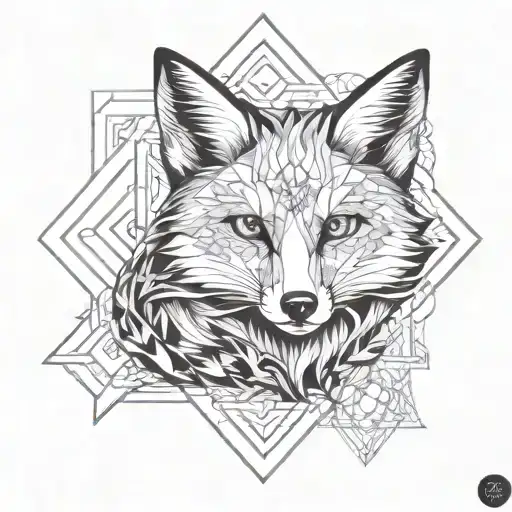 A Mystical Fox Surrounded By Swirling Patterns And Geometric Shapes