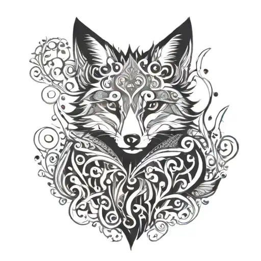 A Mystical Fox Surrounded By Swirling Patterns