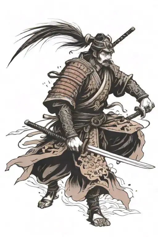 Angry Samurai Standing Proudly