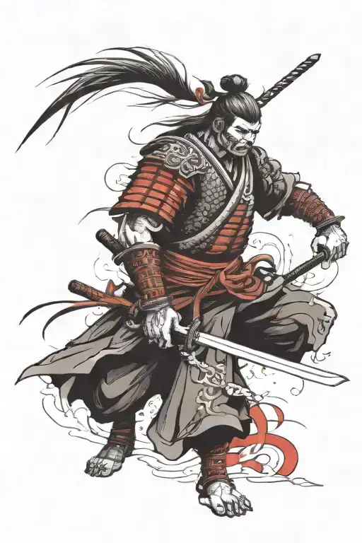 Angry Samurai Standing Proudly