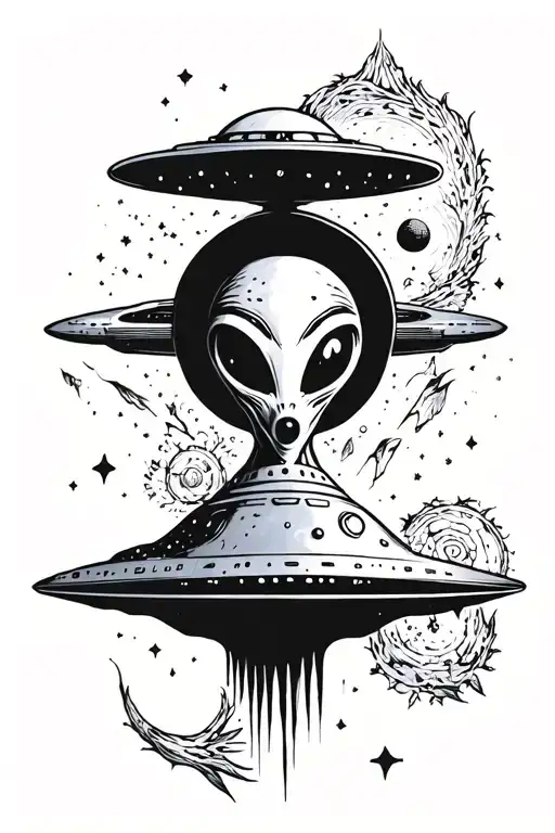 Ufo And Alien Head