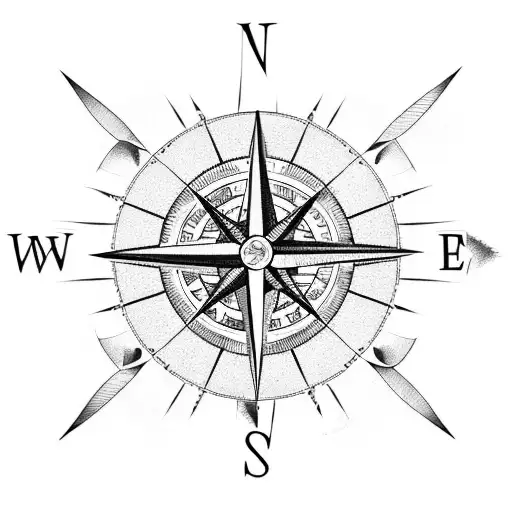 Compass With Map Of World