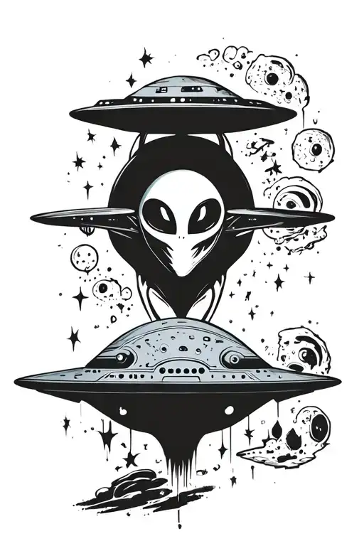 Ufo And Alien Head Made Only