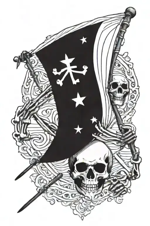 Simple Skeleton Holding Flag