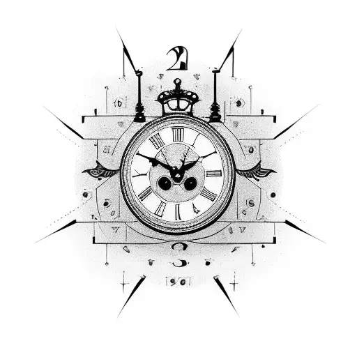 Old School Clock With Numbers 105 45' 12'' E