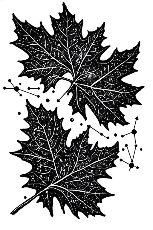 Oak Leaf And Orion Constellation Merging