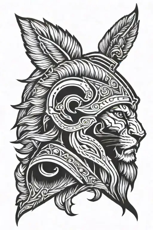 Spartan Mixed With Lion Head