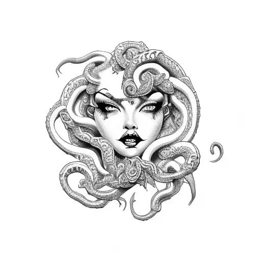 Sexy Evil Curvy Medusa With Tail