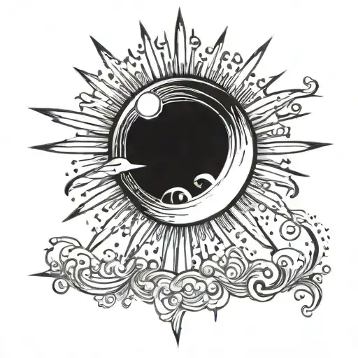 An Abstract Half Sun With Beams Of Light