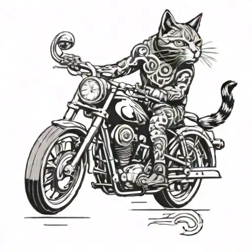 A Cat Riding A Muscle Car With Viking Runes And Symbols On The Side
