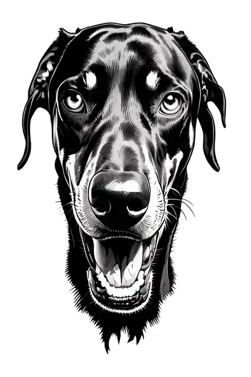 Intimidating Doberman Glaring Portrait