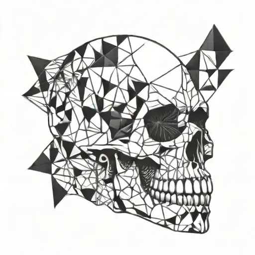 A Black Linework Skull With A Geometric Pattern
