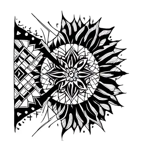 Blackout Tattoo With Geometric Patterns