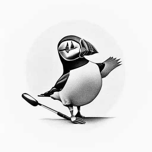 Puffin Playing Golf