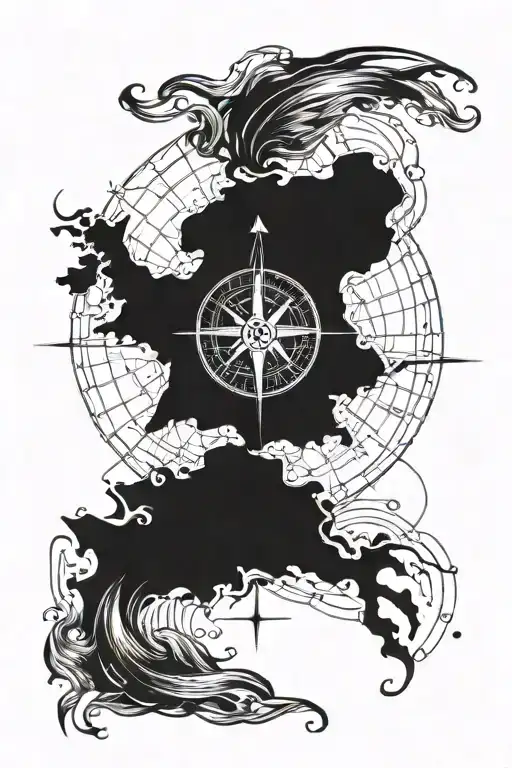 Design A Tattoo Featuring A Compass And North Direction To Represent Nostalgia And Home