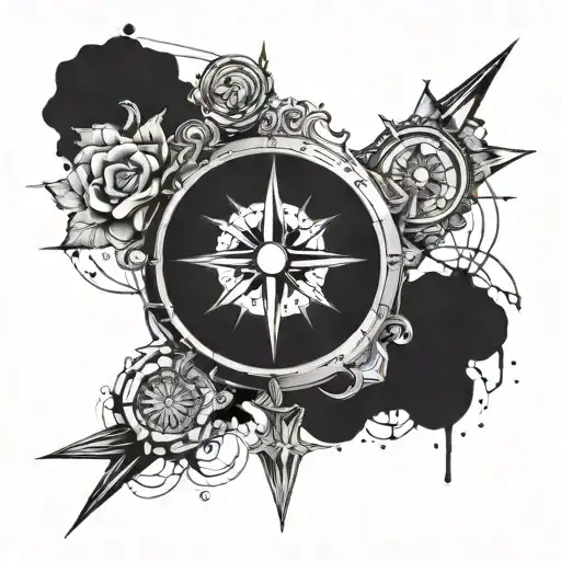 Create A Tattoo Showcasing The Concept Of 'Saudade' Using A Compass And North Direction