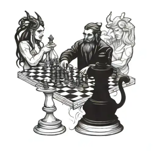 God And The Devil Playing Chess For A Human Soul