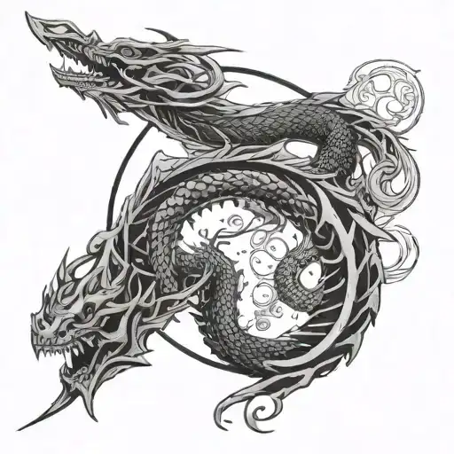 Dragon Katana And Moon
