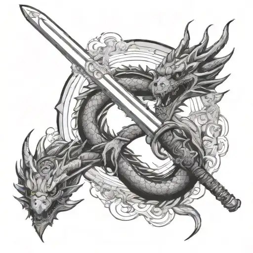 Dragon Katana And Moon