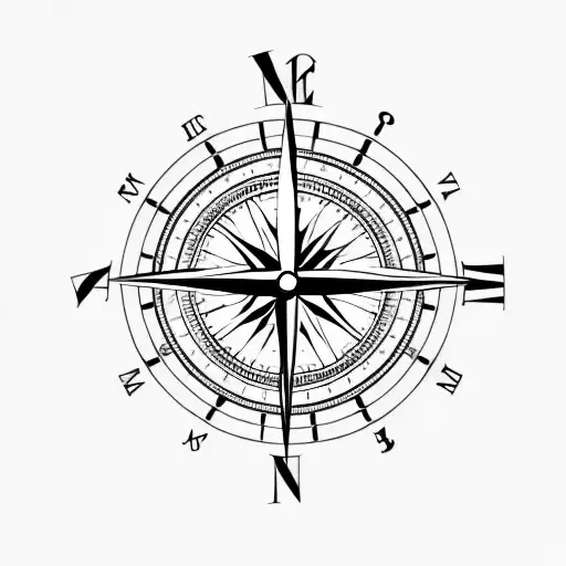 Compass With A Clock And A Heart