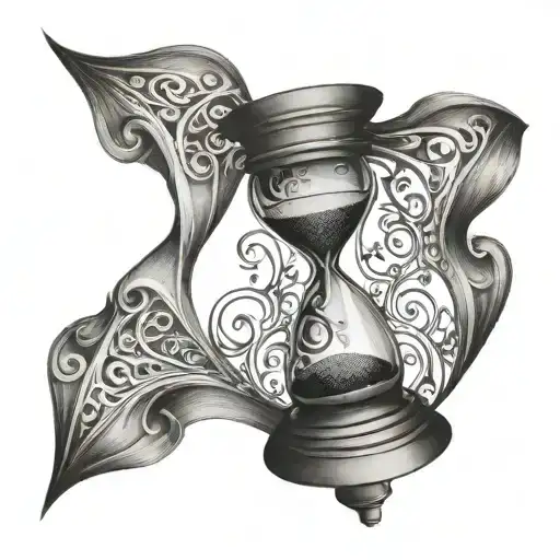 A Serene Hourglass With Swirling Patterns Representing Breath And Time