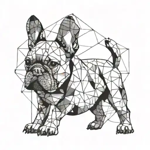 A French Bulldog With A Geometric Blackwork Background