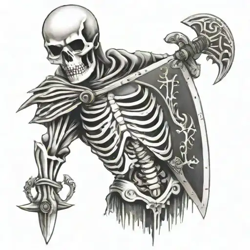 Whole Body Skeleton Warrior With Shield And Sword