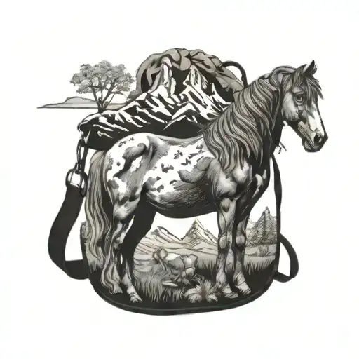 Mountain Scene Horse Mother Hen Sports Bag Ram