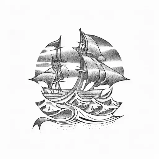 Nautical Ship And Waves