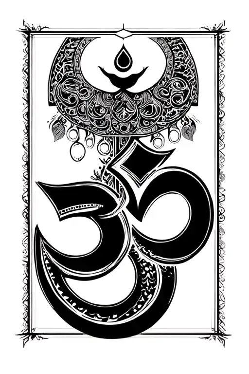 Trishul And Om Symbol Intertwined