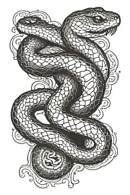 One Snake Around Forearm Tattoo Design