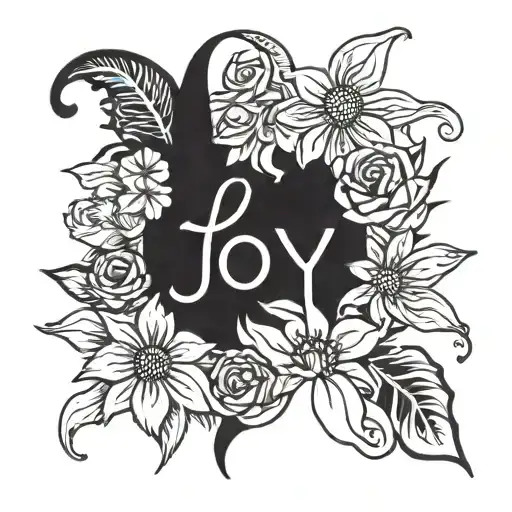 A Smiling Sun Surrounded By Colorful Flowers And The Word 'Joy' In Elegant Script