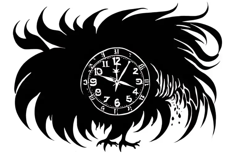 Abstract Clock Melting Into Hei Hei From Moana