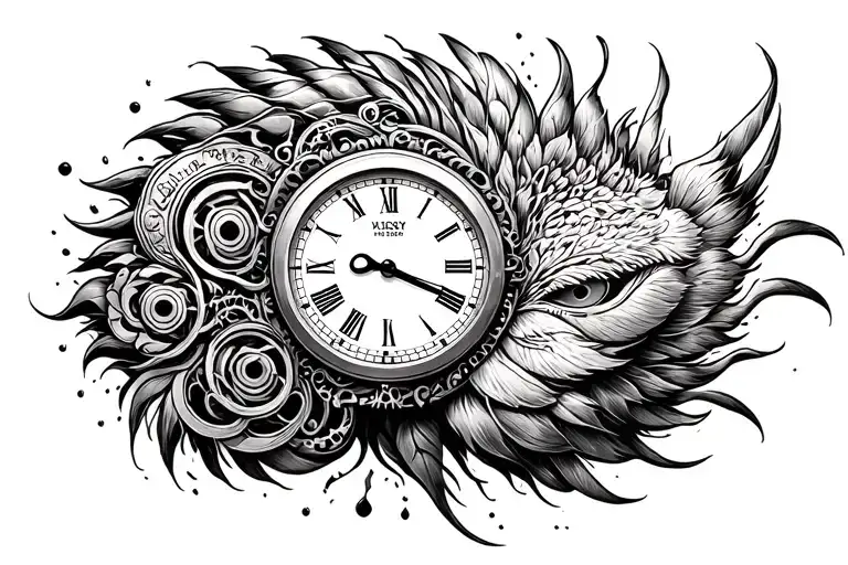 Bio Mechanical Clock Melting Into Hei Hei From Moana