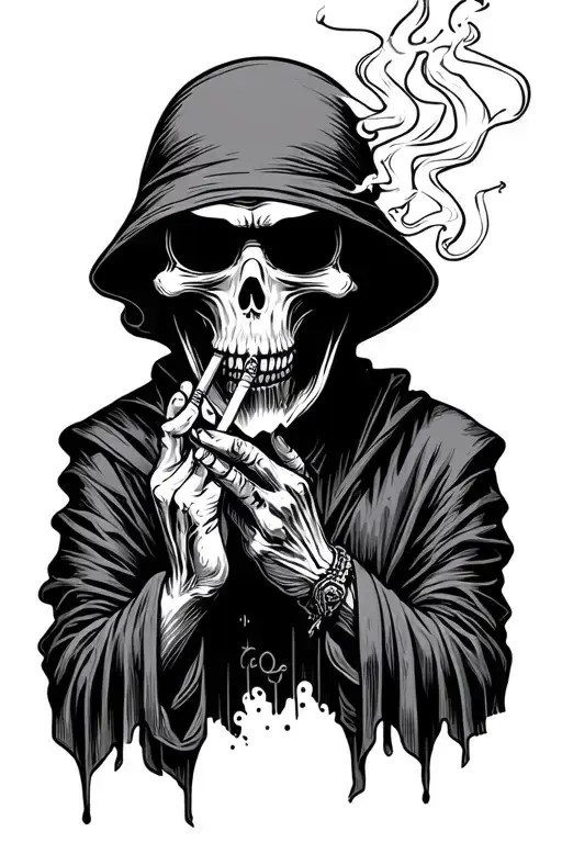 Grim Reaper Smoking Cigarettes With Words Smokem If Ya Got Em