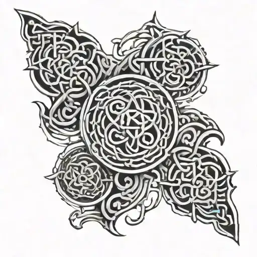 A Fusion Of Celtic And Musical Elements In A Blackwork Sleeve Design