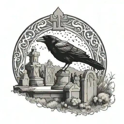 Raven In A Cemetery